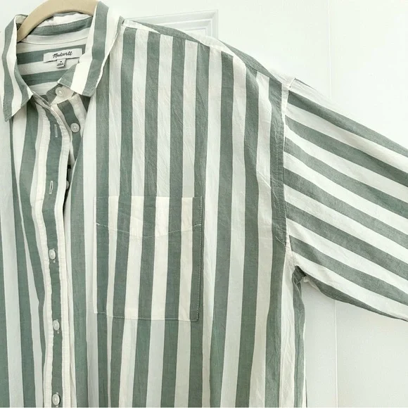Madewell Signature Poplin Oversized Striped Button-Up Shirt - Beach Coverup - Picture 11 of 17